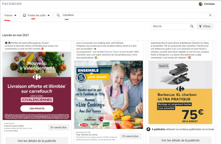 campagne publicitaire carrefour facebooks ads library