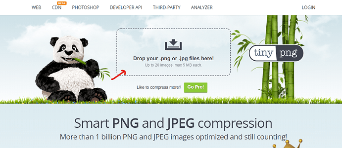 TinyPNG logiciel en ligne pour réduire le poids d'une image