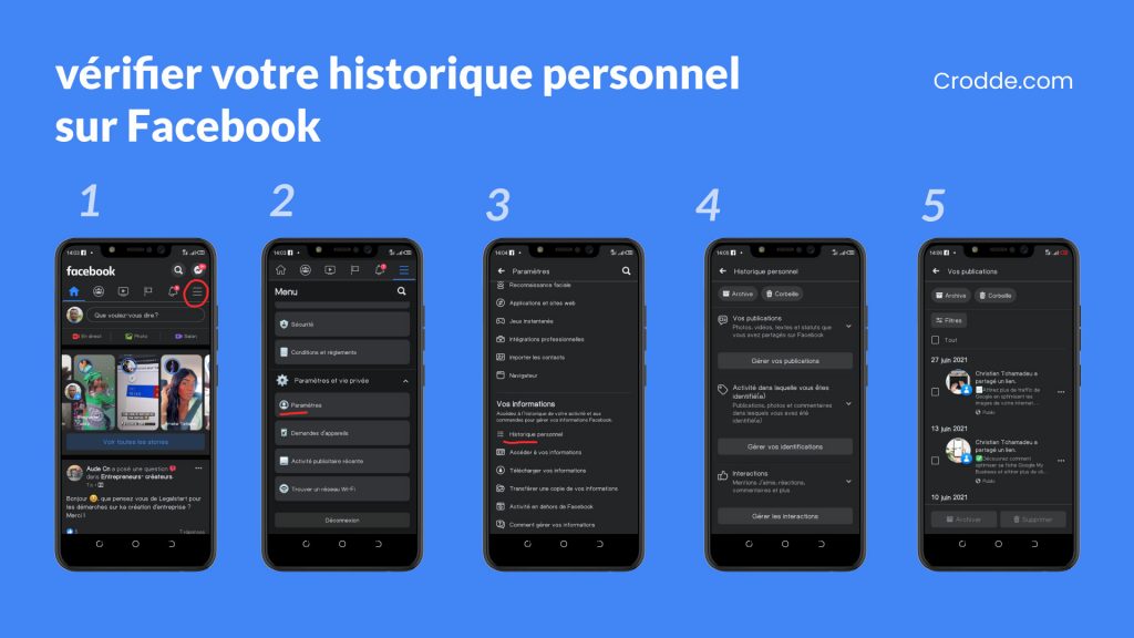 les étapes pour Vérifier votre historique personnel sur facebook