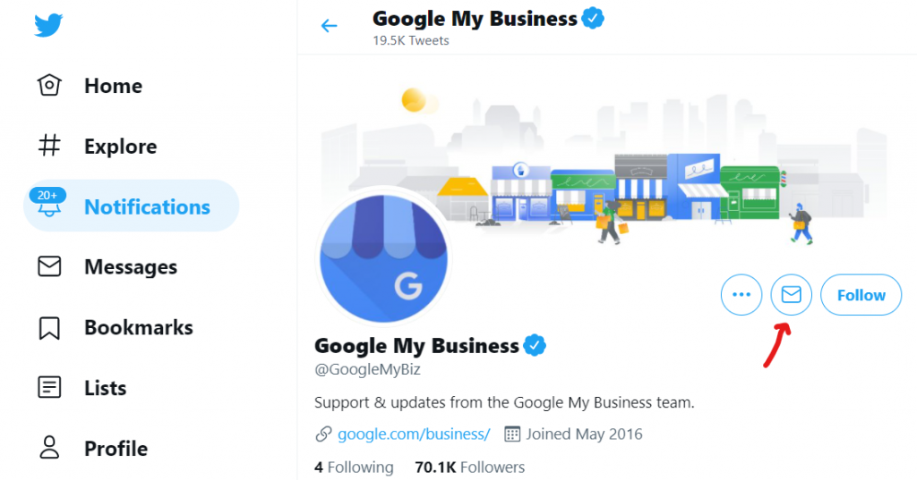 contacter google my business sur twitter