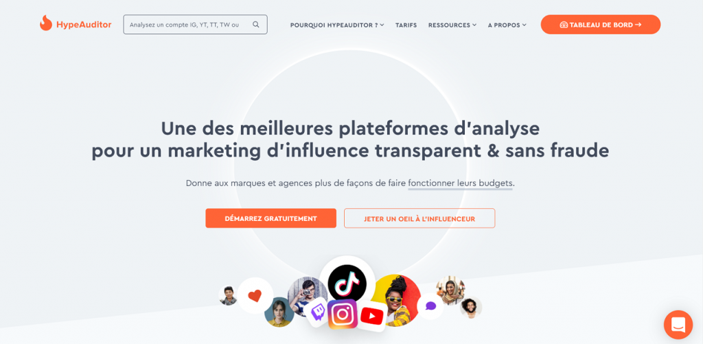 HypeAuditor plateforme d'analyse et marketing d'influence