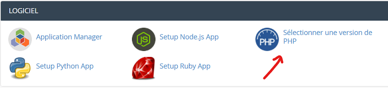 sélectionner un version de php sur cpanel