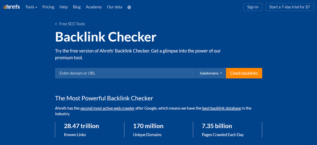 Ahrefs backlink checker