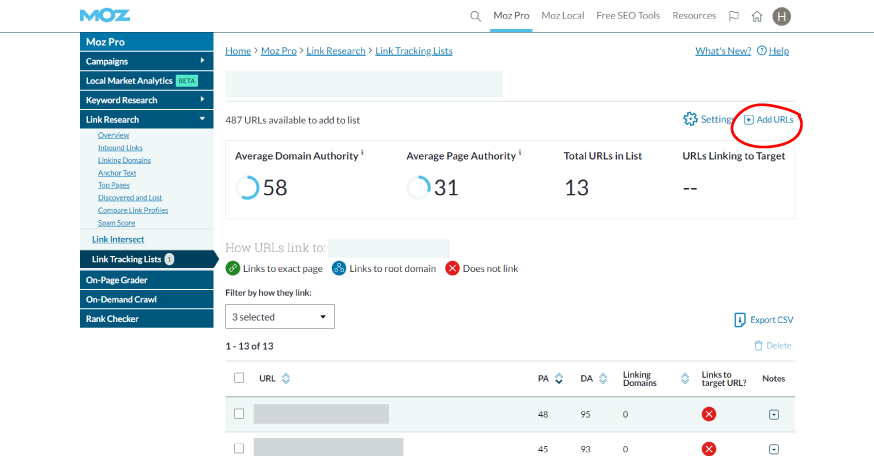 Ajouter des backlinks à indexer sur Moz