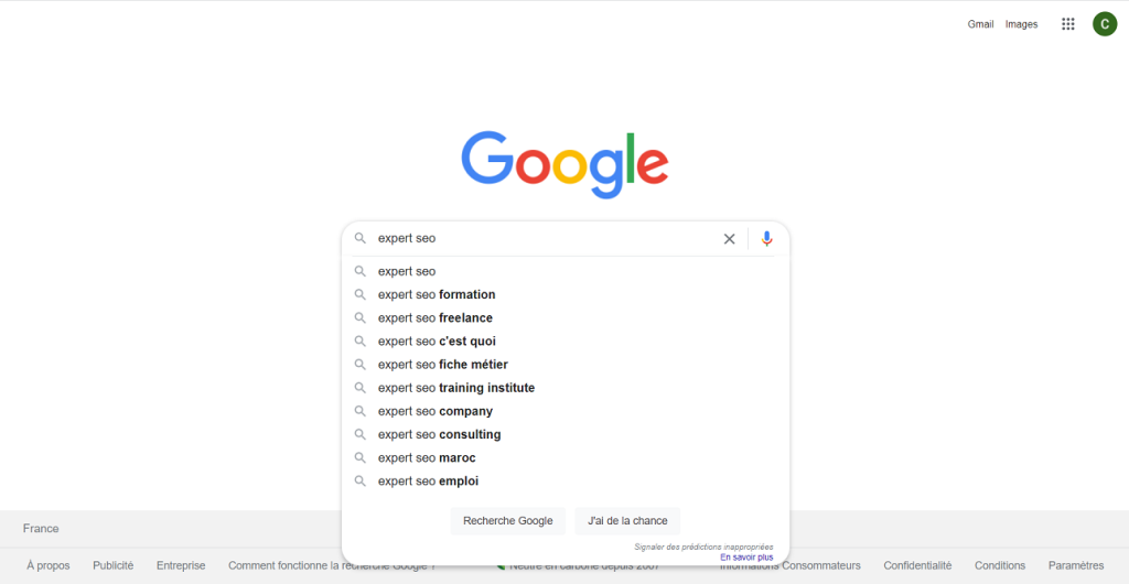 le moteur de recherche de Google