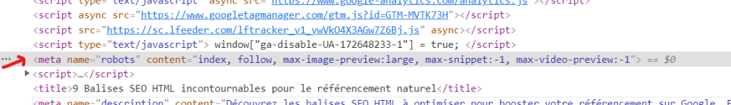 la balise HTML meta robots