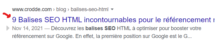 la balise meta title sur google