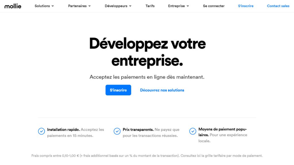 Mollie solutions de paiement en ligne