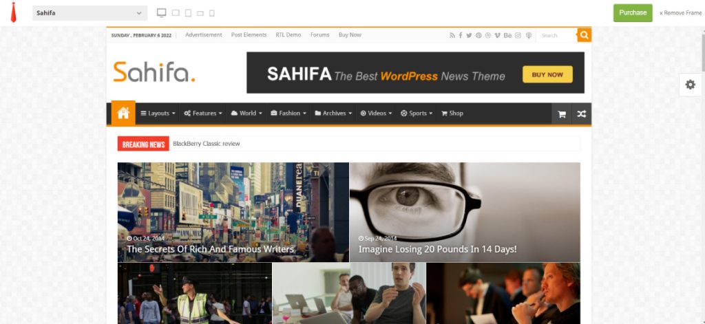 Sahifa theme wordpress bog classic old school