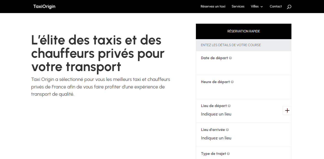 Réalisation de site internet taxi Origin